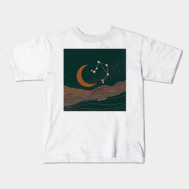 Libra Night Sky Kids T-Shirt by Sierraillustration